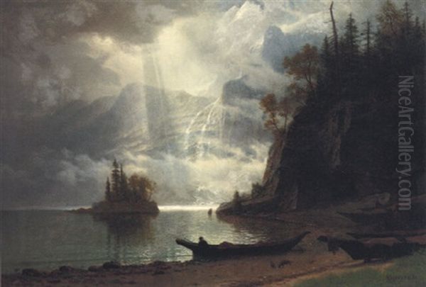 The Island Oil Painting by Albert Bierstadt