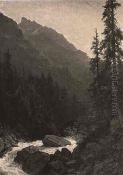 Rocky Mountain Stream Oil Painting by Albert Bierstadt