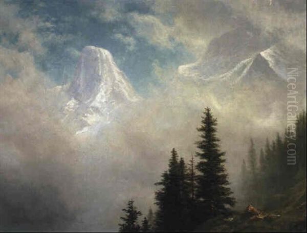 High In The Mountains Oil Painting by Albert Bierstadt