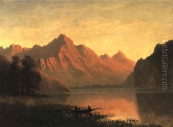 Mountain Silhouette Oil Painting by Albert Bierstadt