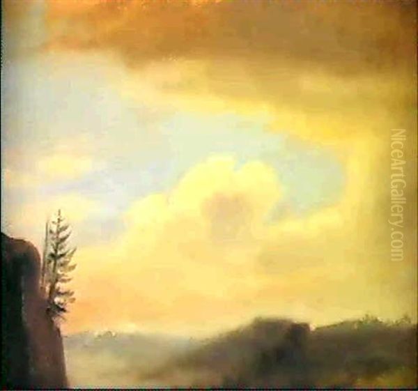 Mountain Landscape With A Pine Tree Oil Painting by Albert Bierstadt