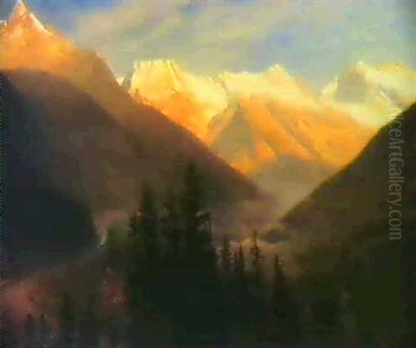 Sunrise From Glacier Station Oil Painting by Albert Bierstadt