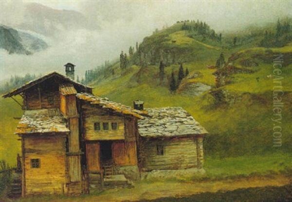 Mountain House Oil Painting by Albert Bierstadt