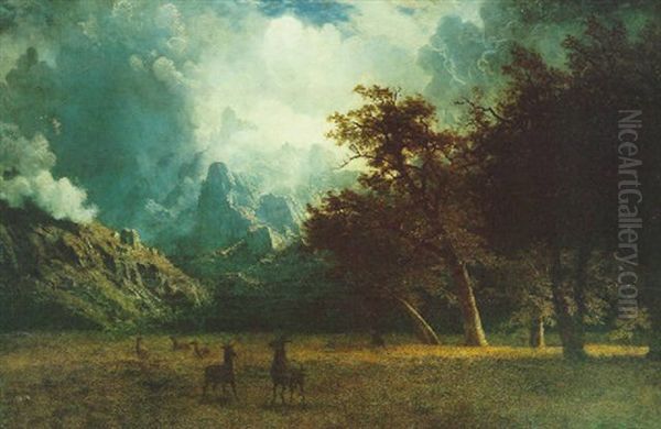 Storm On Laramie Peak Oil Painting by Albert Bierstadt