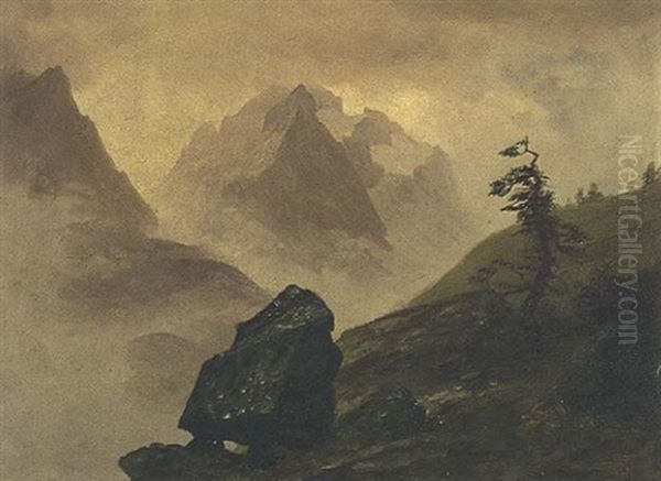 Mountain Valley Oil Painting by Albert Bierstadt