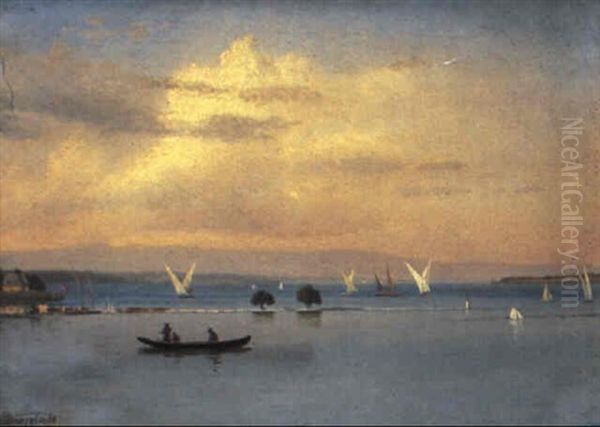 Italian Lake Oil Painting by Albert Bierstadt