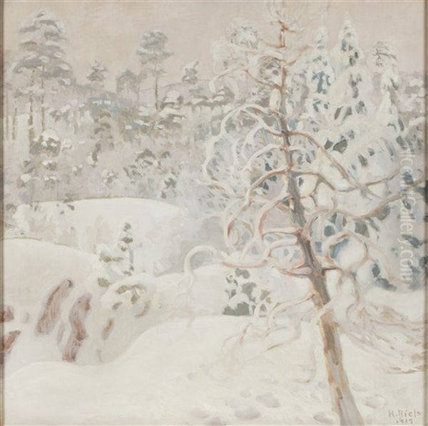 Winter Oil Painting by Helmi Ahlman Biese