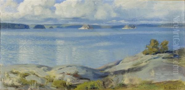 Landscape From Porkkala Oil Painting by Helmi Ahlman Biese