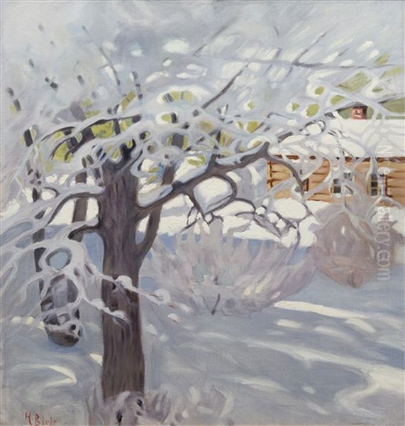 Sunny Winter Day Oil Painting by Helmi Ahlman Biese