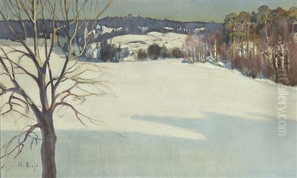 Winter Oil Painting by Helmi Ahlman Biese