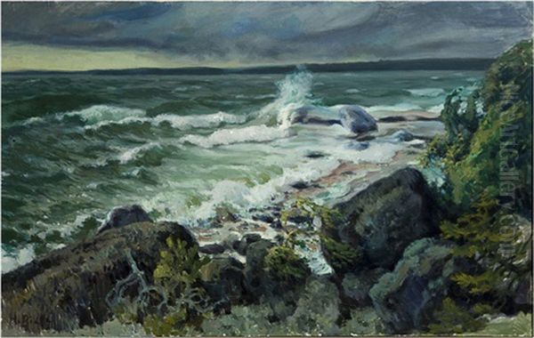 Sea Oil Painting by Helmi Ahlman Biese