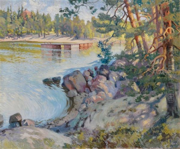 Coastal View Oil Painting by Helmi Ahlman Biese