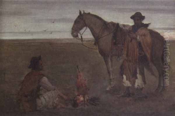 Gauchos Oil Painting by Marie Gabriel Biessy