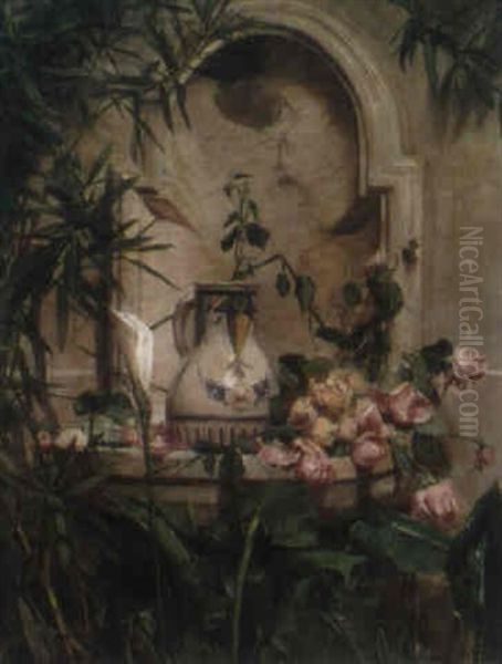 Gartenidylle Oil Painting by Marie De Bievre