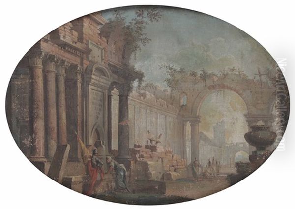 Capriccio Architettonico Con Figure Oil Painting by Vittorio Maria Bigari