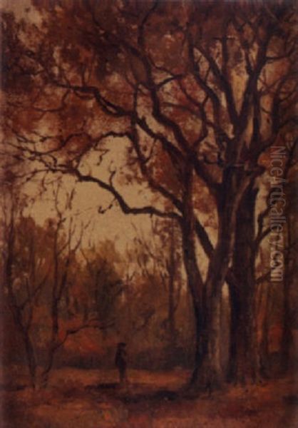 Figure In A Wooded Landscape Oil Painting by Daniel Folger Bigelow