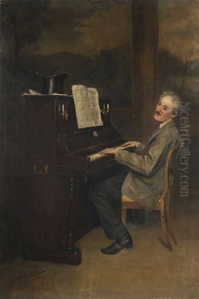 Il Pianista Oil Painting by Vespasiano Bignami