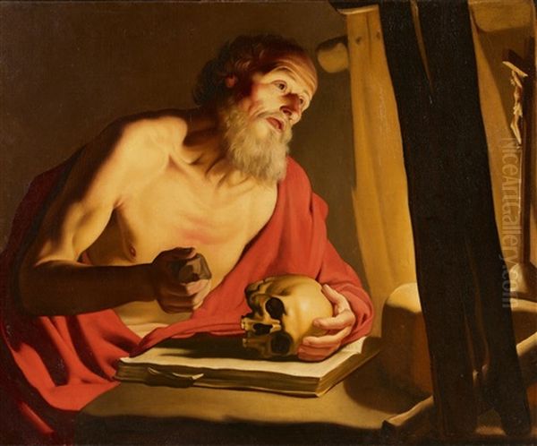 Saint Jerome Oil Painting by Trophime (Theophisme) Bigot the Elder