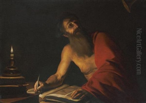 Saint Jerome Reading By Candlelight Oil Painting by Trophime (Theophisme) Bigot the Elder