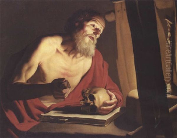 Saint Jerome Oil Painting by Trophime (Theophisme) Bigot the Elder