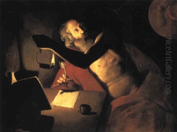 Saint Jerome In His Study Oil Painting by Trophime (Theophisme) Bigot the Elder