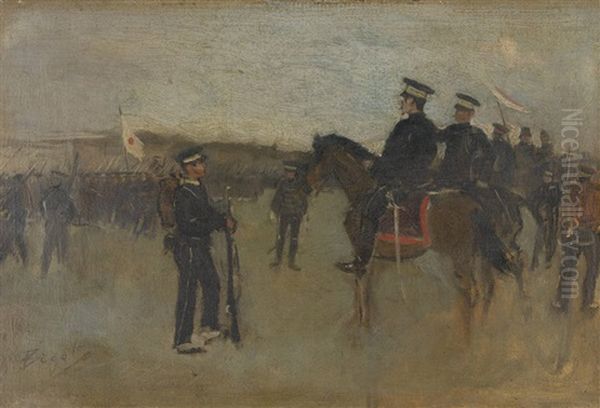 La Revue Des Troupes Nipponnes by Georges Ferdinand Bigot