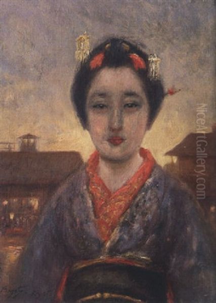 Maiko, Danseuse De Kiyoto Oil Painting by Georges Ferdinand Bigot