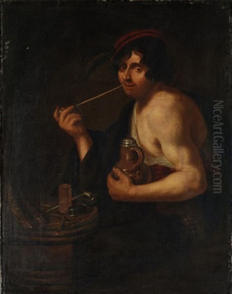 Pfeife Rauchender Junger Kavalier Oil Painting by Jan Van Bijlert