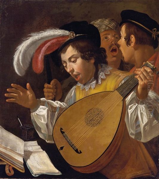 Musizierende Gesellschaft Oil Painting by Jan Van Bijlert