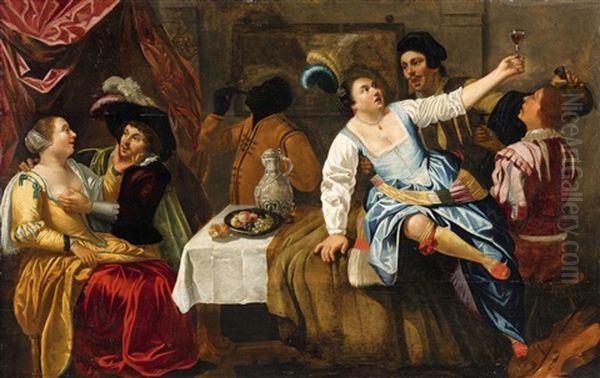 Merry Company Oil Painting by Jan Van Bijlert