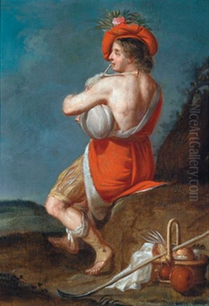 Ein Hirte, Den Dudelsack Spielend Oil Painting by Jan Van Bijlert