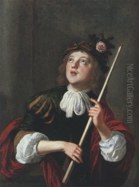 A Youth With A Torch Oil Painting by Jan Van Bijlert