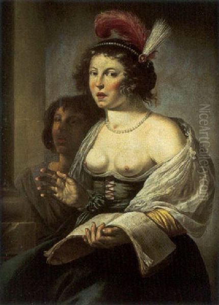 La Jeune Chanteuse Oil Painting by Jan Van Bijlert