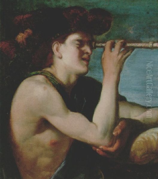 Portrait Of A Mariner Holding A Telescope Oil Painting by Jan Van Bijlert