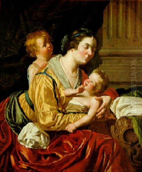 Mutter Mit Zwei Kindern by Jan Van Bijlert