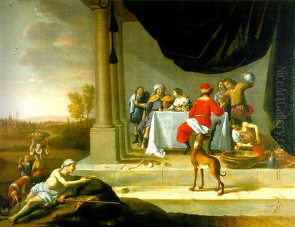 Dives And Lazarus Oil Painting by Jan Van Bijlert