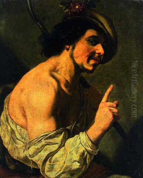 A Shepherd, Half-length Oil Painting by Jan Van Bijlert