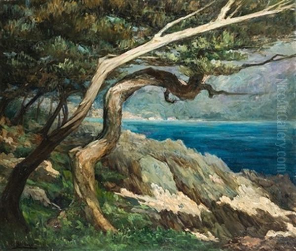 Paisaje Costero Con Arboles Oil Painting by Gonzalo Bilbao Martinez