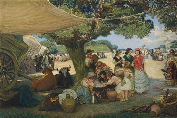 The Picnic Oil Painting by Gonzalo Bilbao Martinez