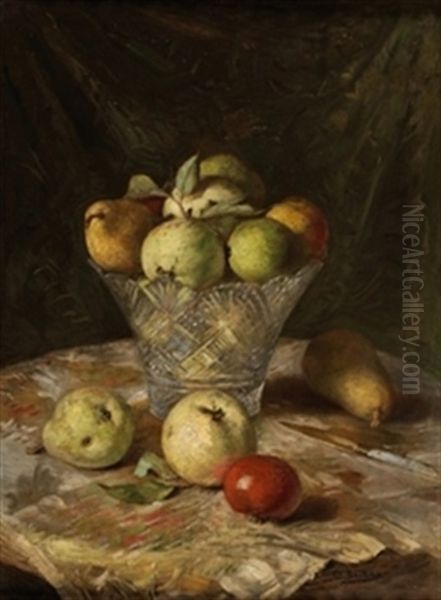 Bodegon Con Manzanas Oil Painting by Gonzalo Bilbao Martinez