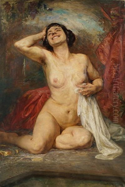 Seated Female Nude Oil Painting by Gonzalo Bilbao Martinez