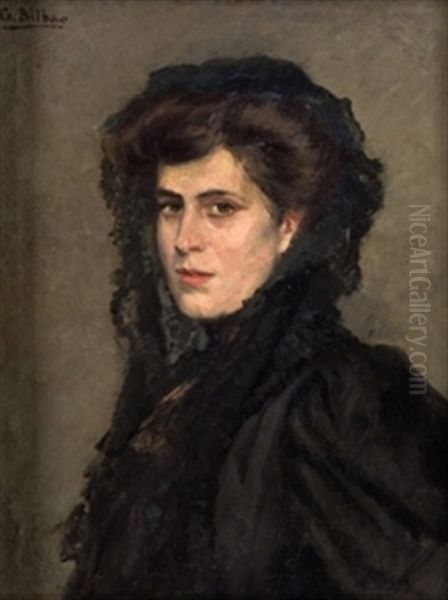 Retrato De Dama Con Mantilla Oil Painting by Gonzalo Bilbao Martinez