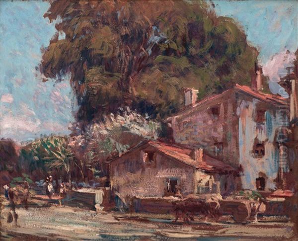 Escena Rural Con Caserio Oil Painting by Gonzalo Bilbao Martinez