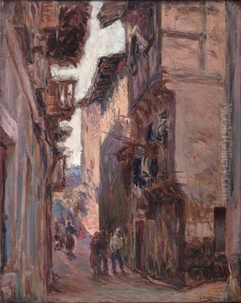 Vieja Calle De Fuenterrabia Oil Painting by Gonzalo Bilbao Martinez