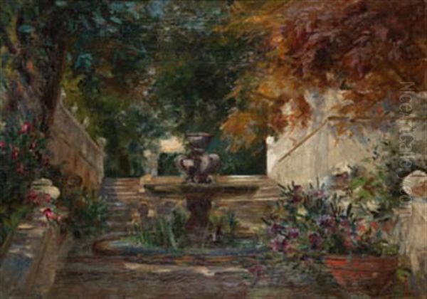 Escalinata De Jardin Oil Painting by Gonzalo Bilbao Martinez