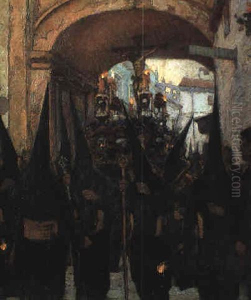 Procesion De Semana Santa Oil Painting by Gonzalo Bilbao Martinez