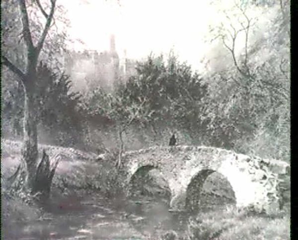 Ancient Bridge And Castle Oil Painting by James Lees Bilbie