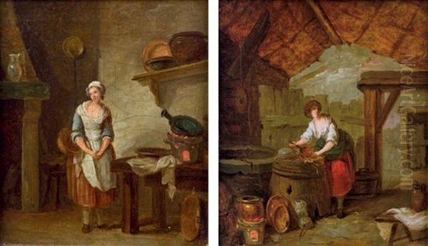 Scenes De Cuisine (pair) Oil Painting by Marc Antoine Bilcoq