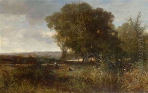 Reisigsammlerinnen Unter Einer Alten Eiche Oil Painting by Johannes Warnardus Bilders