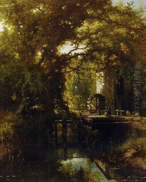 Watermolen Te Vorden Oil Painting by Johannes Warnardus Bilders